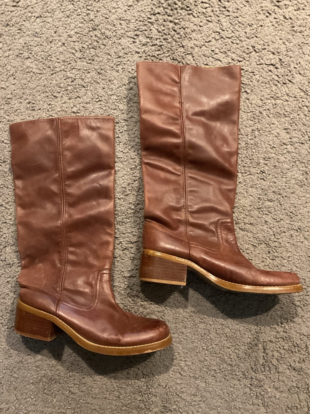 Delia’s Vintage Y2K Tall Campus Western Moto Brown Leather Boots Shoes sz 7.5